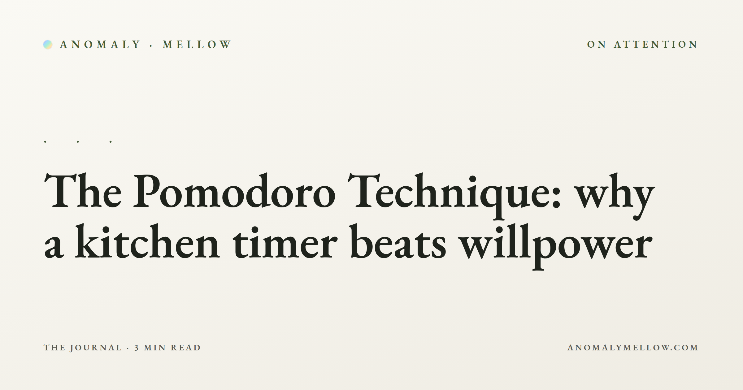 The Pomodoro Technique: why a kitchen timer beats willpower