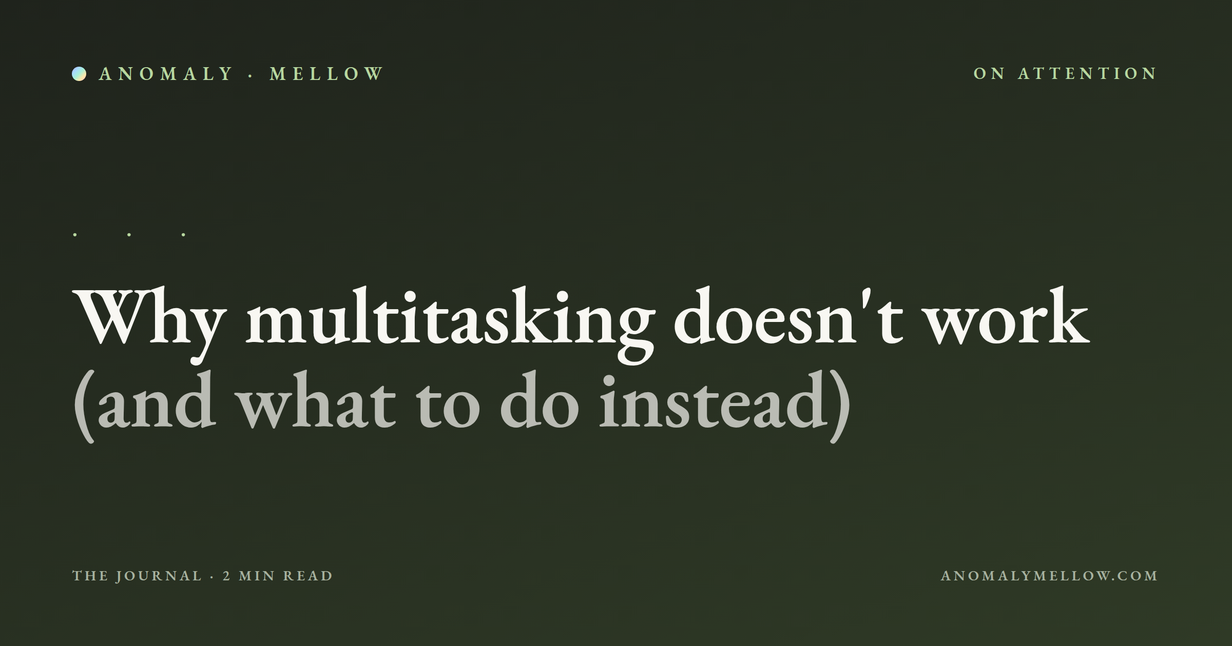 Why multitasking doesn't work (and what to do instead)